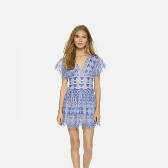 Bcbgmaxazria Women’s Taran Mini Dress Blue Lace Fit And Flare  Size 12 - Picture 11 of 11